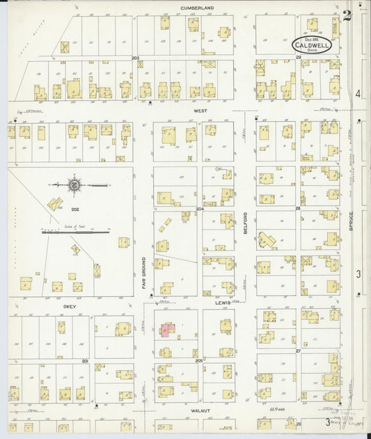 Sanborn Fire Insurance Map from Caldwell, Noble County, Ohio (1911), Sheet #0002 - Historic Sanborn Fire Insurance Map Print, vintage old map wall art, antique decor, genealogy gift, Ohio Ohio map