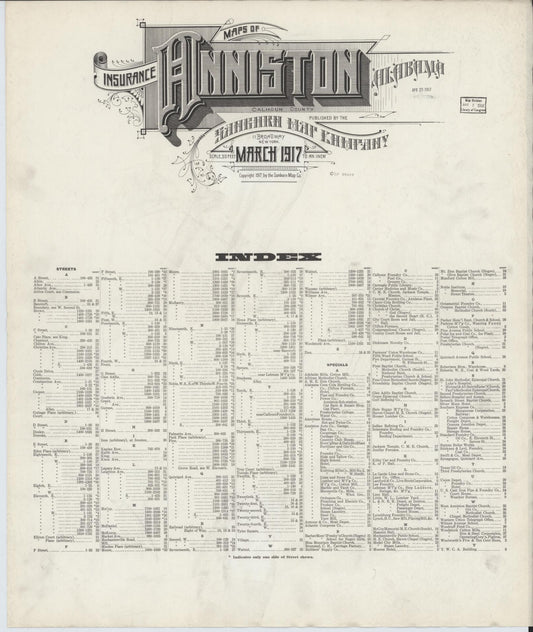 Sanborn Fire Insurance Map from Anniston, Calhoun County, Alabama. (1917) – Historic Sanborn Fire Insurance Map Print