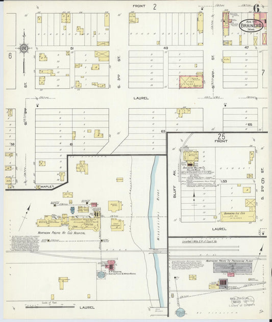 Sanborn Fire Insurance Map from Brainerd, Crow Wing County, Minnesota (1913), Sheet #0006 - Historic Sanborn Fire Insurance Map Print, vintage old map wall art, antique decor, genealogy gift, Minnesota Minnesota map