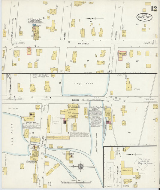 Sanborn Fire Insurance Map from Union City, Erie County, Pennsylvania (1911), Sheet #0012 - Historic Sanborn Fire Insurance Map Print, vintage old map wall art, antique decor, genealogy gift, Pennsylvania Pennsylvania map