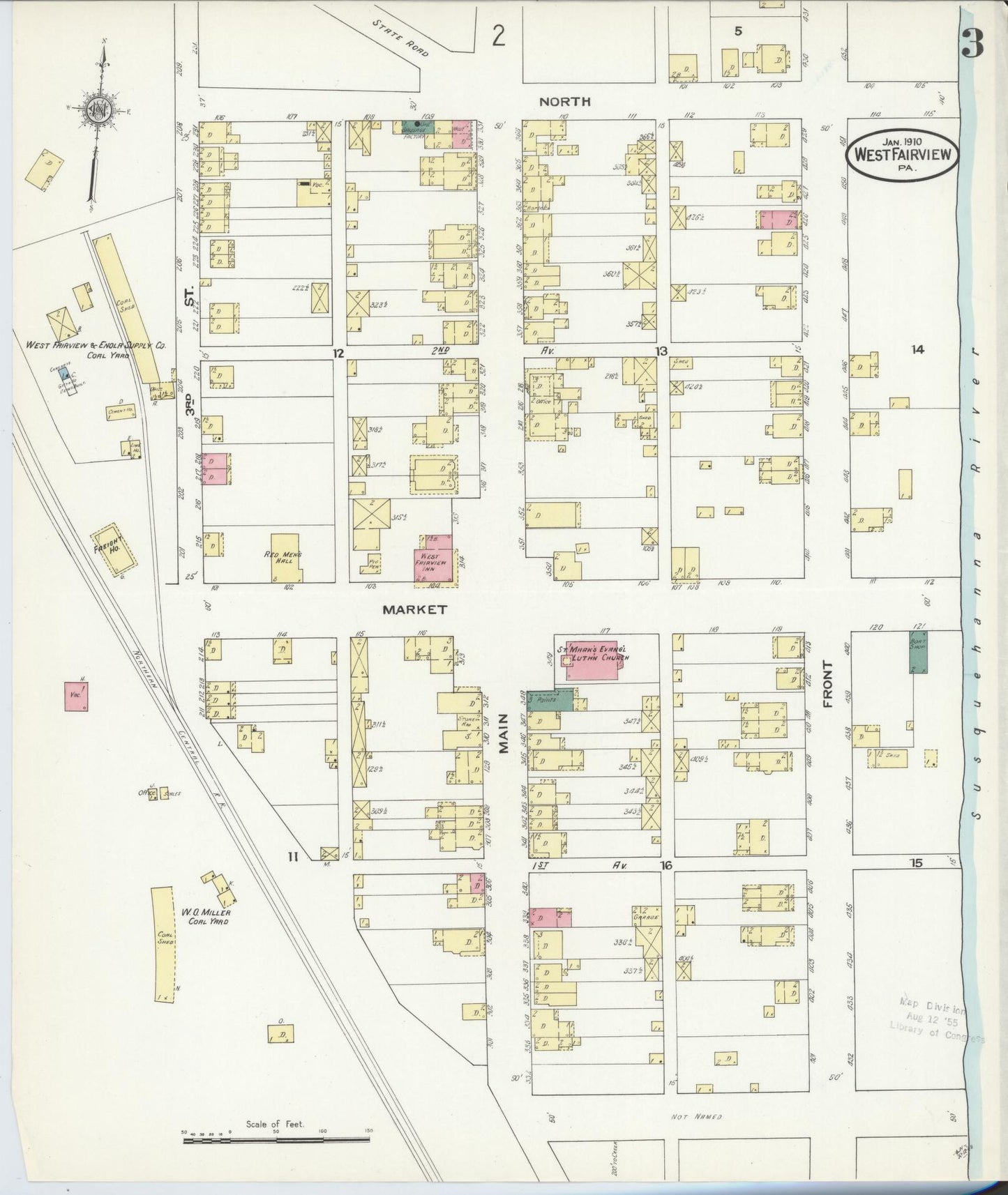 Sanborn Fire Insurance Map from West Fairview, Cumberland County, Pennsylvania (1910), Sheet #0003 - Complete Map Set gallery image, historic Sanborn map, vintage wall art, Pennsylvania Pennsylvania