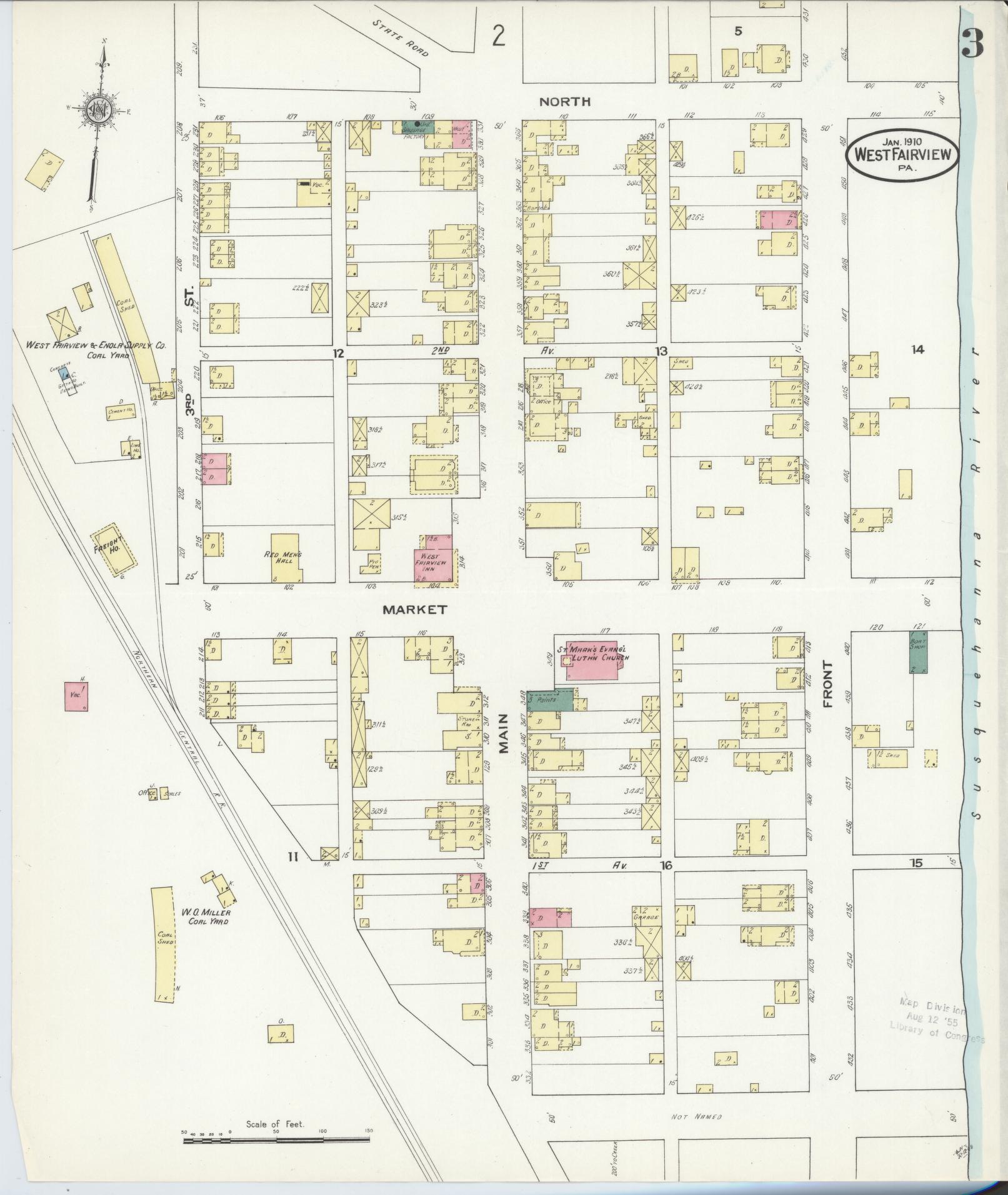 Sanborn Fire Insurance Map from West Fairview, Cumberland County, Pennsylvania (1910), Sheet #0003 - Complete Map Set gallery image, historic Sanborn map, vintage wall art, Pennsylvania Pennsylvania