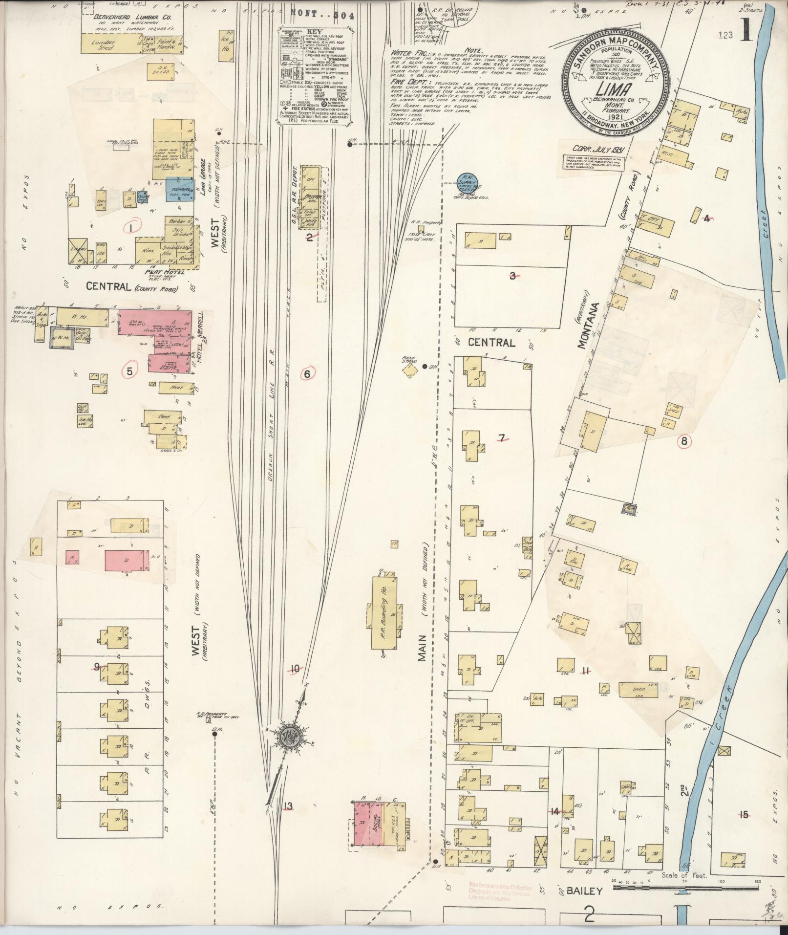 Sanborn Fire Insurance Map from Lima, Beaverhead County, Montana (1931), Sheet #0001 - Complete Map Set gallery image, historic Sanborn map, vintage wall art, Montana Montana