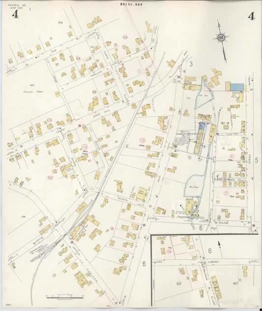 Sanborn Fire Insurance Map from Dexter, Penobscot County, Maine (1945), Sheet #0004 - Historic Sanborn Fire Insurance Map Print, vintage old map wall art, antique decor, genealogy gift, Maine Maine map