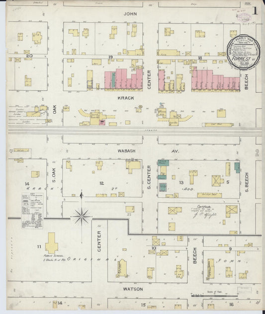 Sanborn Fire Insurance Map from Forrest, Livingston County, Illinois (1893), Sheet #0001 - Historic Sanborn Fire Insurance Map Print, vintage old map wall art, antique decor, genealogy gift, Illinois Illinois map