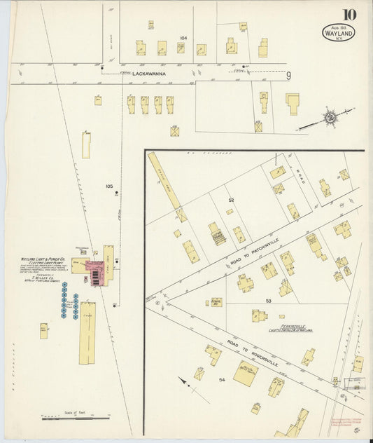 Sanborn Fire Insurance Map from Wayland, Steuben County, New York (1913), Sheet #0010 - Historic Sanborn Fire Insurance Map Print, vintage old map wall art, antique decor, genealogy gift, New York New York map