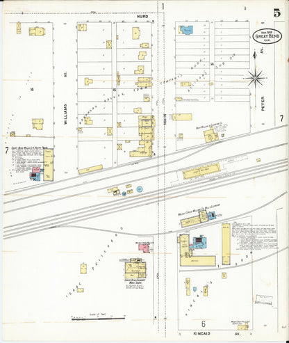 Sanborn Fire Insurance Map from Great Bend, Barton County, Kansas (1905), Sheet #0005 - Complete Map Set gallery image, historic Sanborn map, vintage wall art, Kansas Kansas