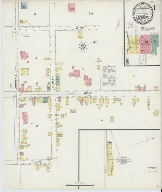 Sanborn Fire Insurance Map from Leesburg, Loudoun County, Virginia (1894), Sheet #0001 - Complete Map Set gallery image, historic Sanborn map, vintage wall art, Virginia Virginia