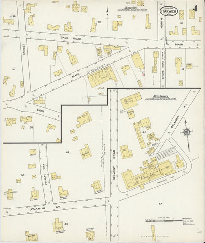 Sanborn Fire Insurance Map from Harwich, Barnstable County, Massachusetts (1915), Sheet #0004 - Historic Sanborn Fire Insurance Map Print, vintage old map wall art, antique decor, genealogy gift, Massachusetts Massachusetts map