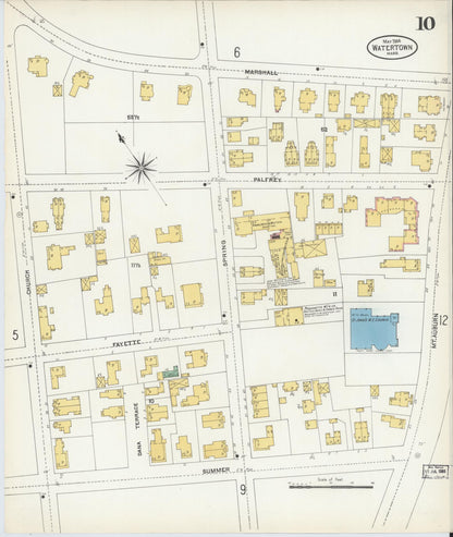 Sanborn Fire Insurance Map from Watertown, Middlesex County, Massachusetts (1904), Sheet #0010 - Complete Map Set gallery image, historic Sanborn map, vintage wall art, Massachusetts Massachusetts