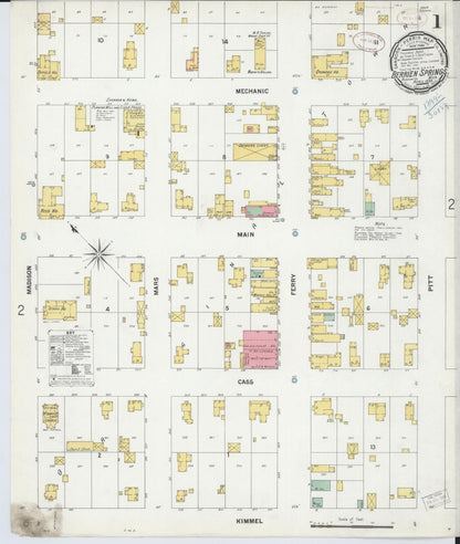 Sanborn Fire Insurance Map from Berrien Springs, Berrien, Michigan (1899), Sheet #0001 - Complete Map Set gallery image, historic Sanborn map, vintage wall art, Michigan Michigan