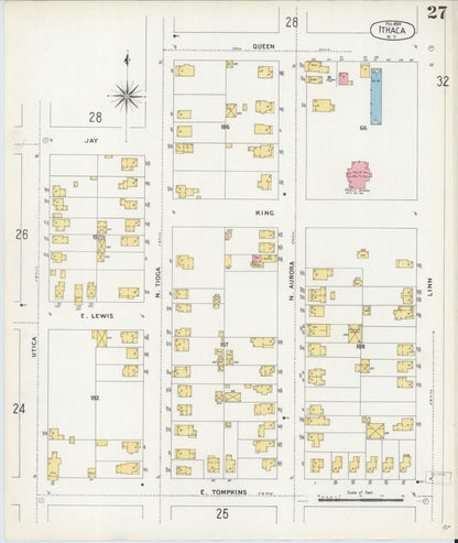 Sanborn Fire Insurance Map from Ithaca, Tompkins County, New York (1904), Sheet #0027 - Complete Map Set gallery image, historic Sanborn map, vintage wall art, New York New York