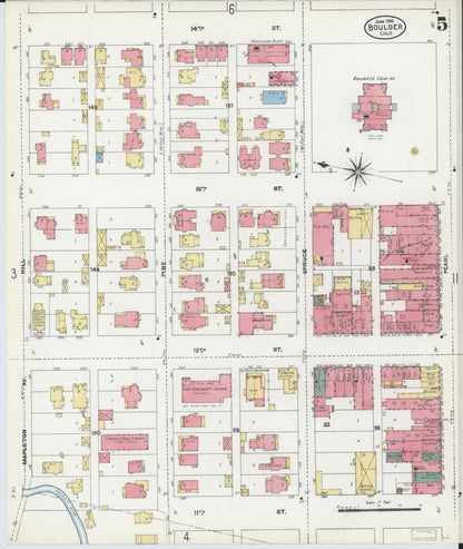 Sanborn Fire Insurance Map from Boulder, Boulder County, Colorado (1906), Sheet #0005 - Complete Map Set gallery image, historic Sanborn map, vintage wall art, Colorado Colorado