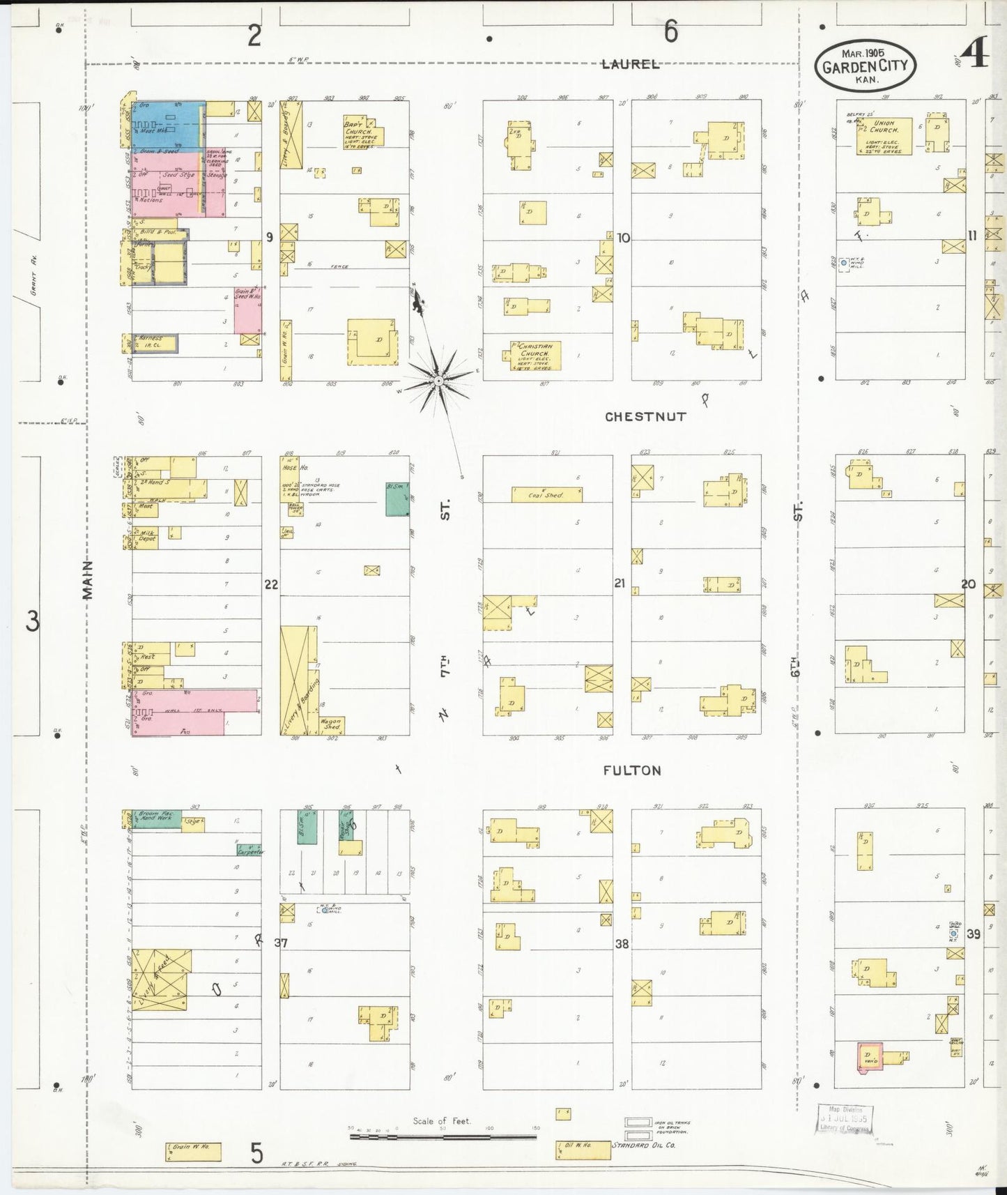 Sanborn Fire Insurance Map from Garden City, Finney County, Kansas (1905), Sheet #0004 - Complete Map Set gallery image, historic Sanborn map, vintage wall art, Kansas Kansas