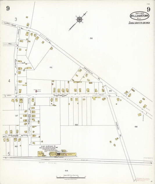Sanborn Fire Insurance Map from Williamstown, Gloucester County, New Jersey (1923), Sheet #0009 - Historic Sanborn Fire Insurance Map Print, vintage old map wall art, antique decor, genealogy gift, New Jersey New Jersey map