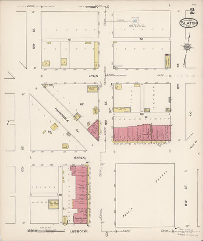 Sanborn Fire Insurance Map from Slaton, Lubbock County, Texas (1922), Sheet #0002 - Complete Map Set gallery image, historic Sanborn map, vintage wall art, Texas Texas