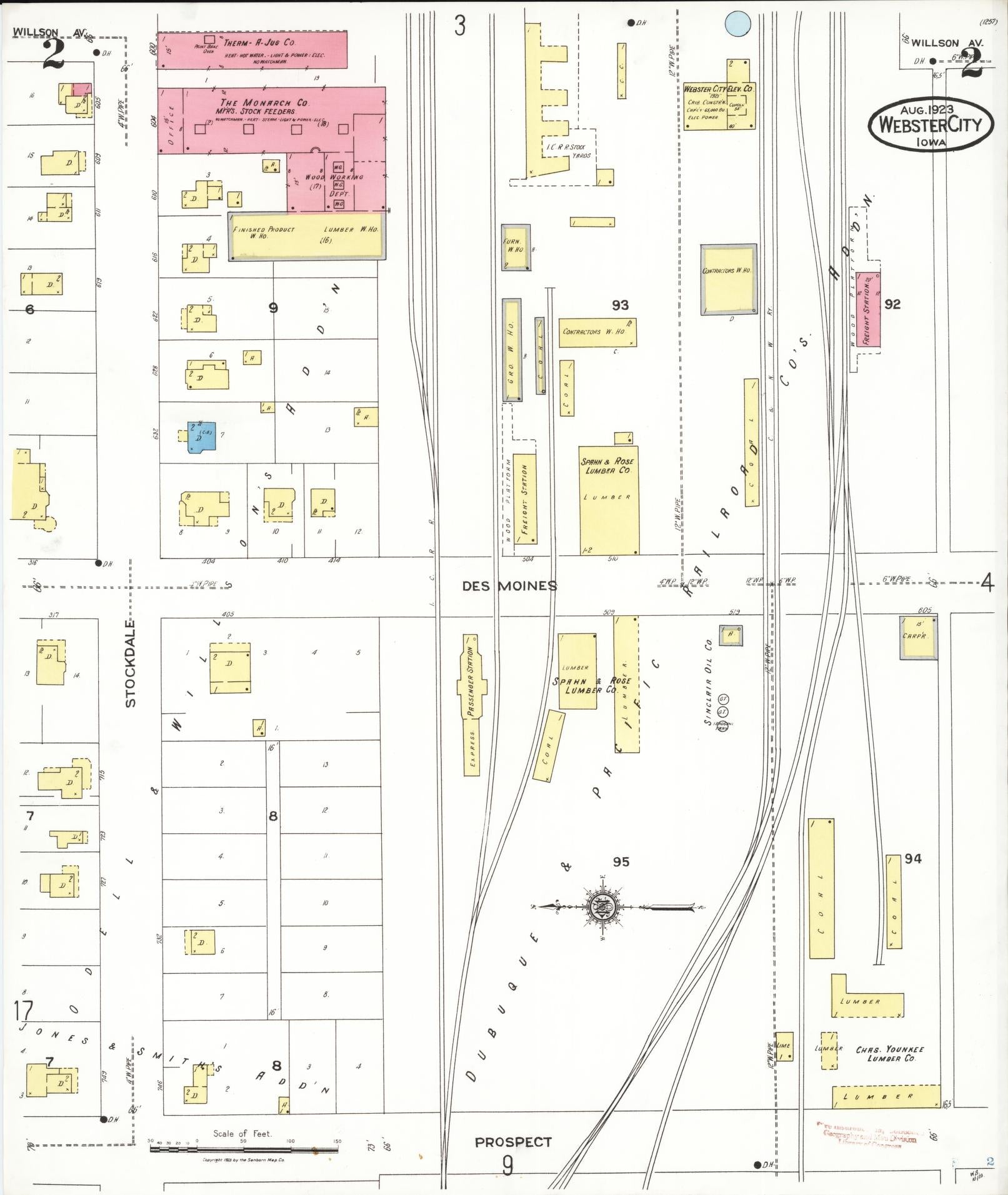 Sanborn Fire Insurance Map from Webster City, Hamilton County, Iowa (1923), Sheet #0002 - Historic Sanborn Fire Insurance Map Print, vintage old map wall art