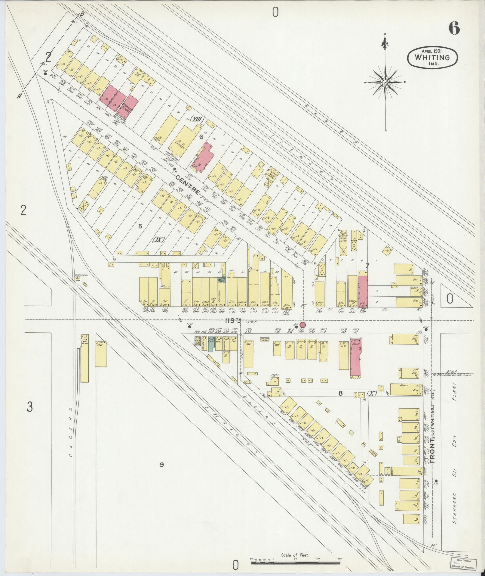 Sanborn Fire Insurance Map from Whiting, Lake County, Indiana (1901), Sheet #0006 - Complete Map Set gallery image, historic Sanborn map, vintage wall art, Indiana Indiana