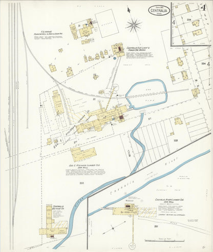 Sanborn Fire Insurance Map from Centralia, Lewis County, Washington (1901), Sheet #0004 - Complete Map Set gallery image, historic Sanborn map, vintage wall art, Washington Washington