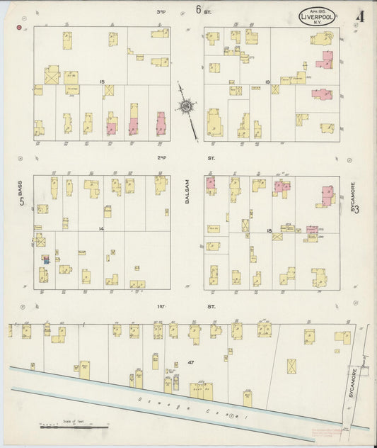 Sanborn Fire Insurance Map from Liverpool, Onondaga County, New York (1915), Sheet #0004 - Historic Sanborn Fire Insurance Map Print, vintage old map wall art, antique decor, genealogy gift, New York New York map