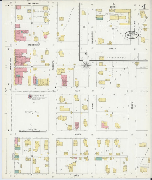 Sanborn Fire Insurance Map from Barry, Pike County, Illinois (1905), Sheet #0004 - Historic Sanborn Fire Insurance Map Print, vintage old map wall art, antique decor, genealogy gift, Illinois Illinois map