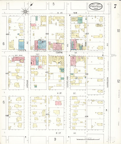Sanborn Fire Insurance Map from Pocatello, Bannock County, Idaho (1900), Sheet #0007 - Complete Map Set gallery image, historic Sanborn map, vintage wall art, Idaho Idaho