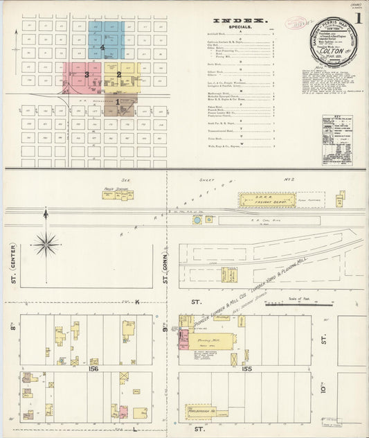 Sanborn Fire Insurance Map from Colton, San Bernardino County, California (1891), Sheet #0001 - Complete Map Set gallery image, historic Sanborn map, vintage wall art, California California