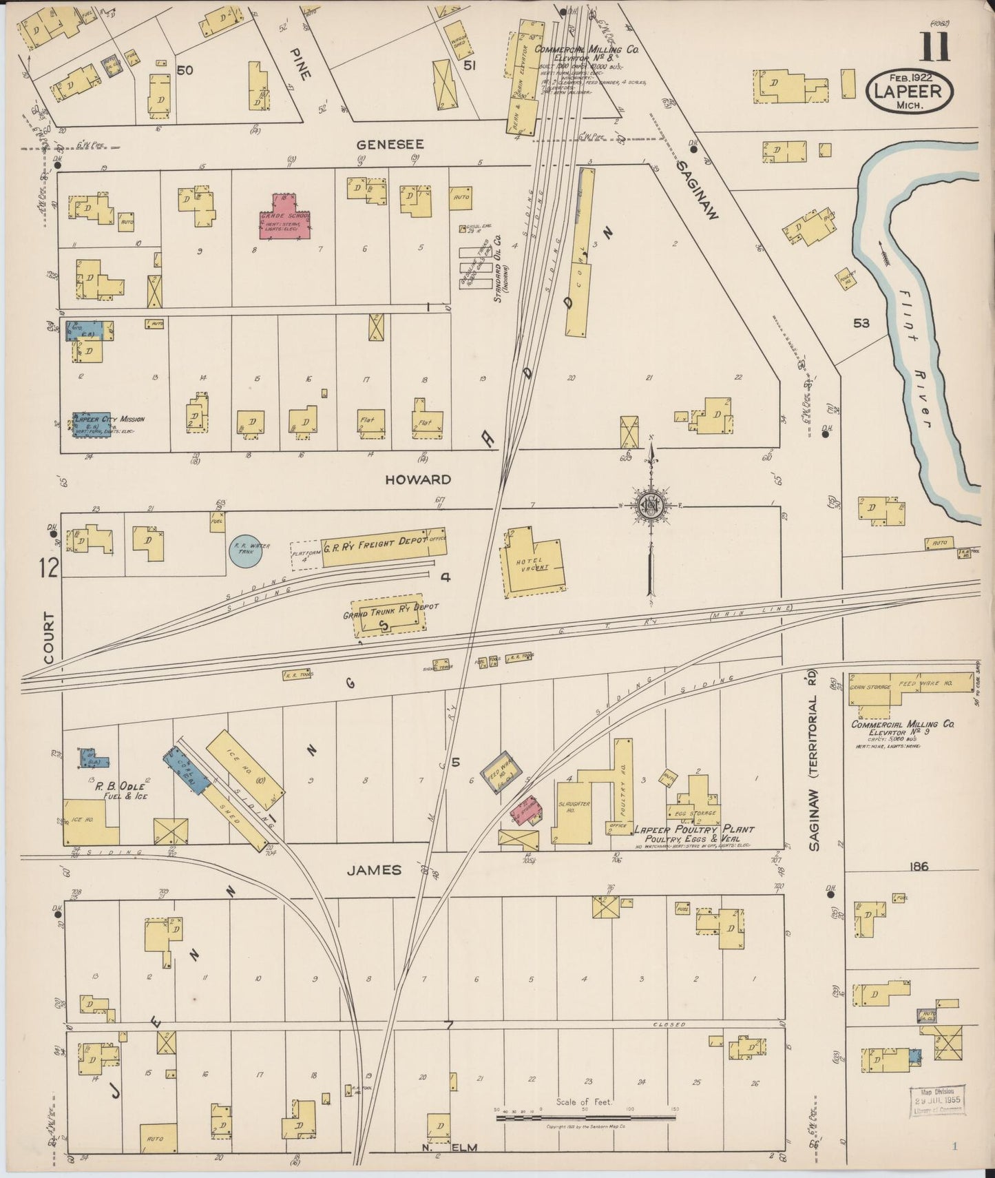 Sanborn Fire Insurance Map from Lapeer, Lapeer County, Michigan (1922), Sheet #0011 - Complete Map Set gallery image, historic Sanborn map, vintage wall art, Michigan Michigan