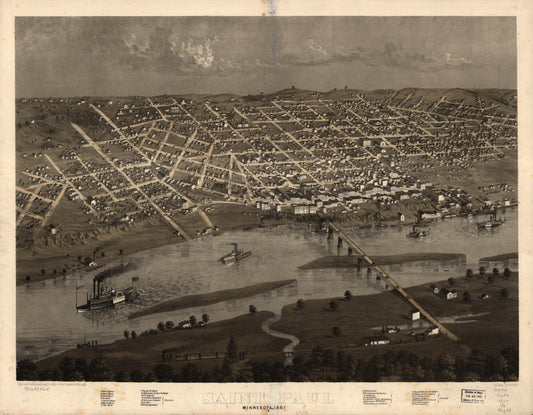 Saint Paul, Minnesota 1867. (1867) – Historic Bird’s-Eye View Panorama Print