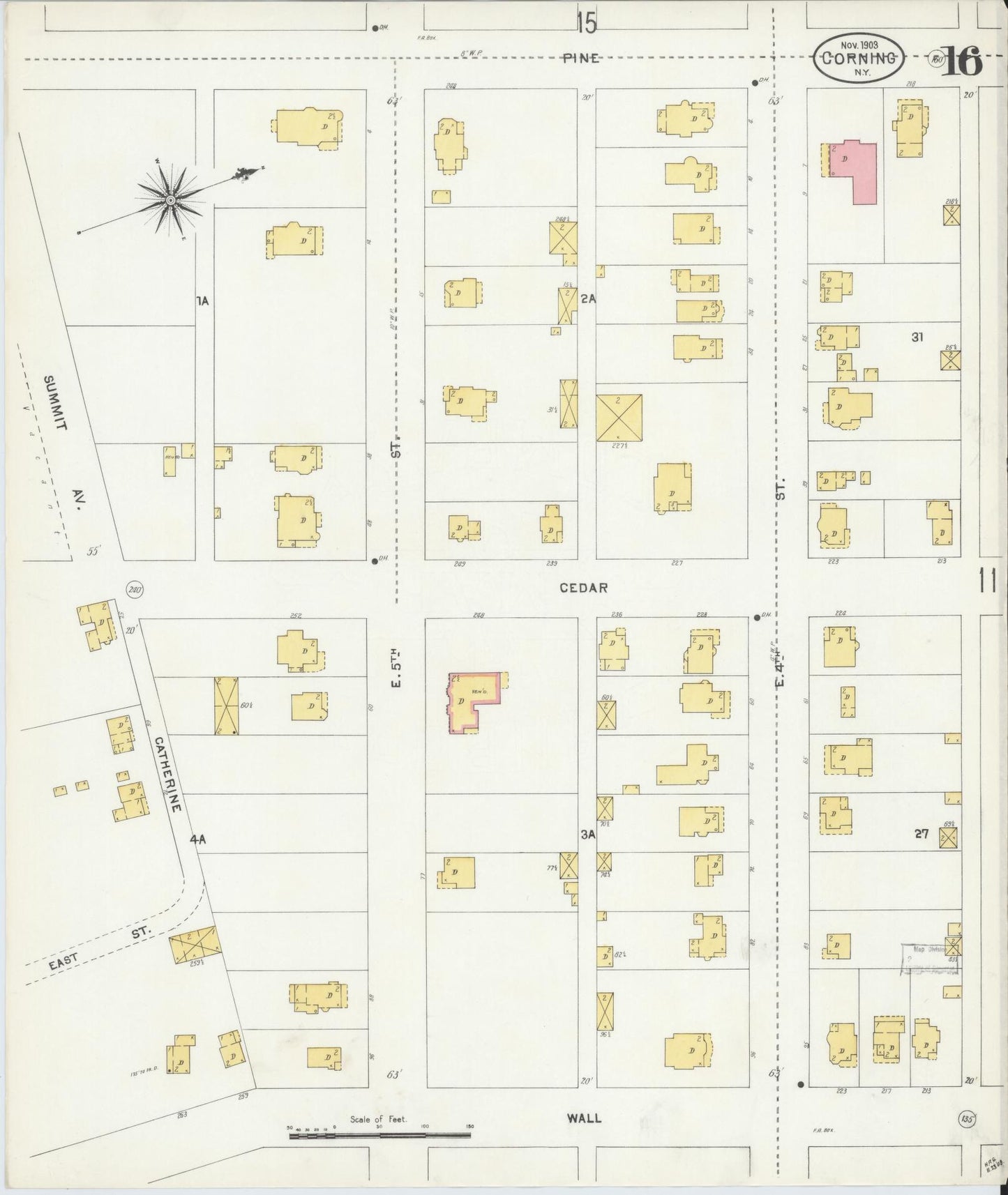 Sanborn Fire Insurance Map from Corning, Steuben County, New York (1903), Sheet #0016 - Complete Map Set gallery image, historic Sanborn map, vintage wall art, New York New York
