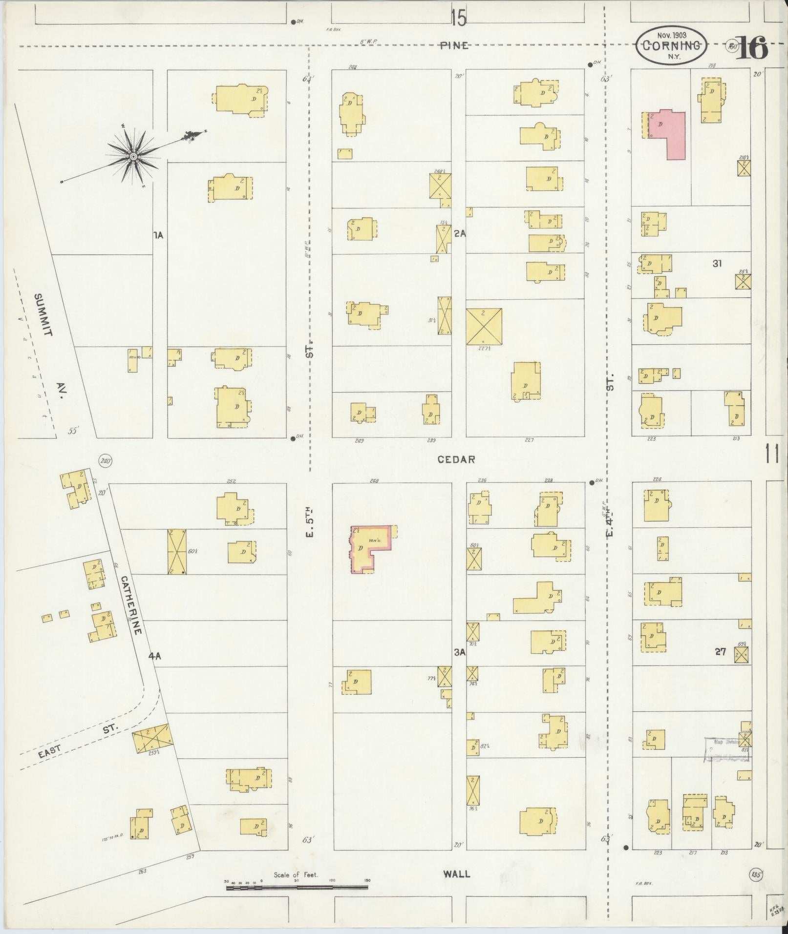 Sanborn Fire Insurance Map from Corning, Steuben County, New York (1903), Sheet #0016 - Complete Map Set gallery image, historic Sanborn map, vintage wall art, New York New York