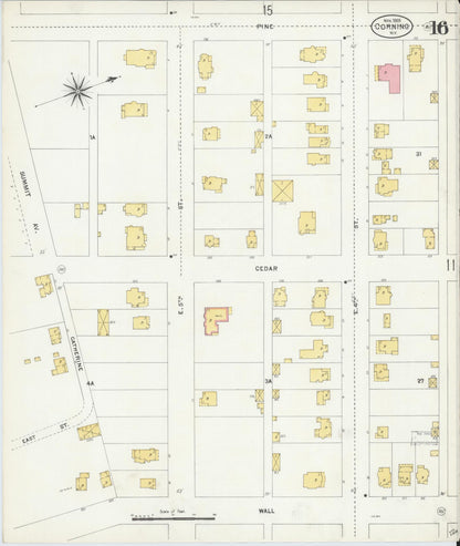 Sanborn Fire Insurance Map from Corning, Steuben County, New York (1903), Sheet #0016 - Complete Map Set gallery image, historic Sanborn map, vintage wall art, New York New York
