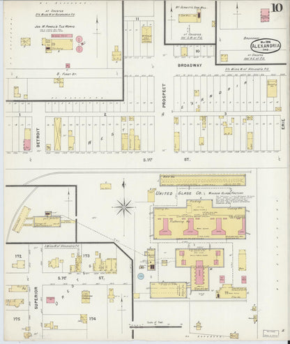 Sanborn Fire Insurance Map from Alexandria, Madison County, Indiana (1896), Sheet #0010 - Historic Sanborn Fire Insurance Map Print, vintage old map wall art, antique decor, genealogy gift, Indiana Indiana map