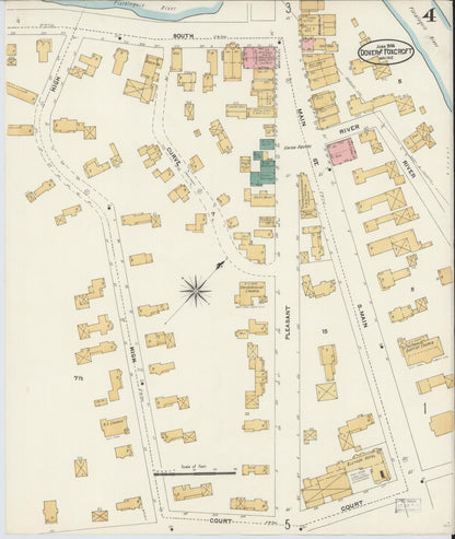 Sanborn Fire Insurance Map from Dover, Piscataguis County, Maine (1906), Sheet #0004 - Complete Map Set gallery image, historic Sanborn map, vintage wall art, Maine Maine