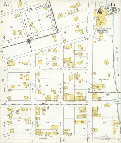 Sanborn Fire Insurance Map from Kelso, Cowlitz County, Washington (1923), Sheet #0015 - Complete Map Set gallery image, historic Sanborn map, vintage wall art, Washington Washington