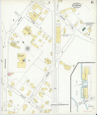 Sanborn Fire Insurance Map from Dedham, Norfolk County, Massachusetts (1909), Sheet #0006 - Complete Map Set gallery image, historic Sanborn map, vintage wall art, Massachusetts Massachusetts
