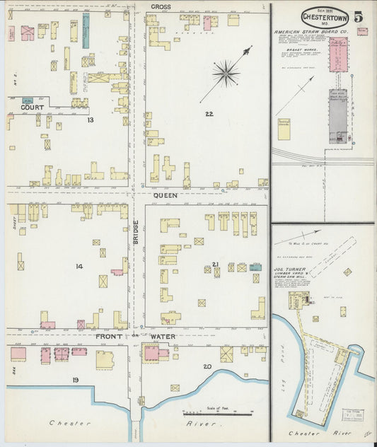 Kent, Maryland - 1891 - Sanborn Fire Insurance Map, Sheet #0005 - Historic Sanborn Fire Insurance Map Print, Kent Maryland 1891 0005 vintage old map wall art