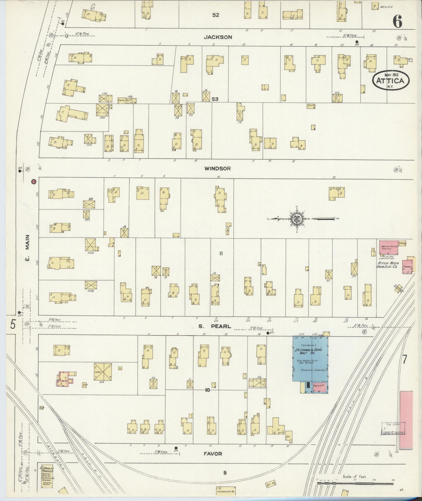 Sanborn Fire Insurance Map from Attica, Wyoming County, New York (1912), Sheet #0006 - Complete Map Set gallery image, historic Sanborn map, vintage wall art, Attica Wyoming