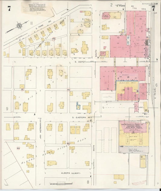 Sanborn Fire Insurance Map from Batesville, Ripley County, Indiana (1948), Sheet #0007 - Historic Sanborn Fire Insurance Map Print, vintage old map wall art, antique decor, genealogy gift, Indiana Indiana map