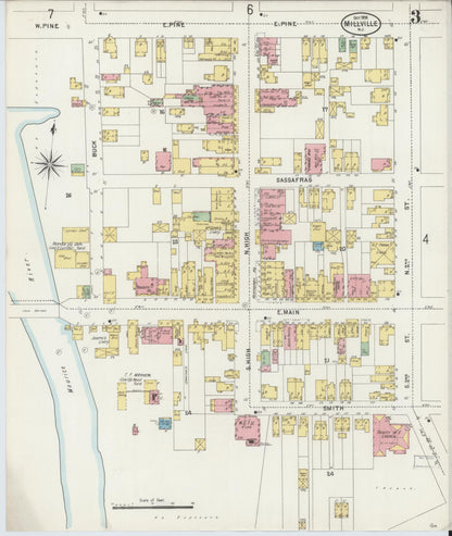 Sanborn Fire Insurance Map from Millville, Cumberland County, New Jersey (1898), Sheet #0003 - Historic Sanborn Fire Insurance Map Print, vintage old map wall art, antique decor, genealogy gift, New Jersey New Jersey map