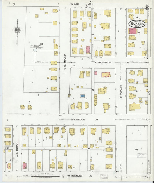 Sanborn Fire Insurance Map from Sapulpa, Creek County, Oklahoma (1920), Sheet #0008 - Historic Sanborn Fire Insurance Map Print, vintage old map wall art, antique decor, genealogy gift, Oklahoma Oklahoma map