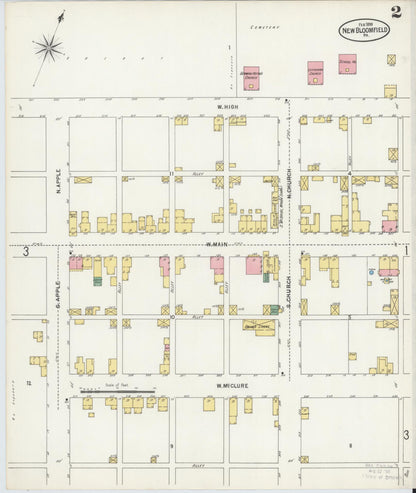 Sanborn Fire Insurance Map from New Bloomfield, Perry County, Pennsylvania (1899), Sheet #0002 - Complete Map Set gallery image, historic Sanborn map, vintage wall art, Pennsylvania Pennsylvania