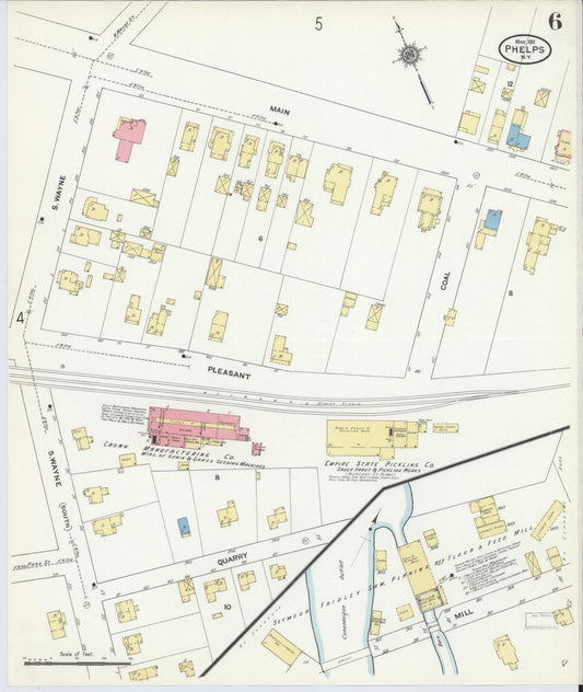 Sanborn Fire Insurance Map from Phelps, Ontario County, New York (1911), Sheet #0006 - Historic Sanborn Fire Insurance Map Print, vintage old map wall art, antique decor, genealogy gift, New York New York map