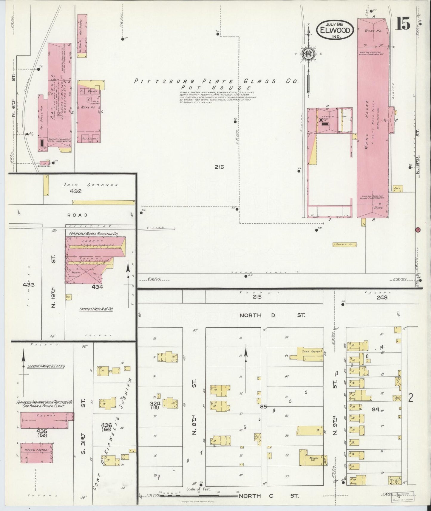 Sanborn Fire Insurance Map from Elwood, Madison County, Indiana (1916), Sheet #0015 - Complete Map Set gallery image, historic Sanborn map, vintage wall art, Indiana Indiana