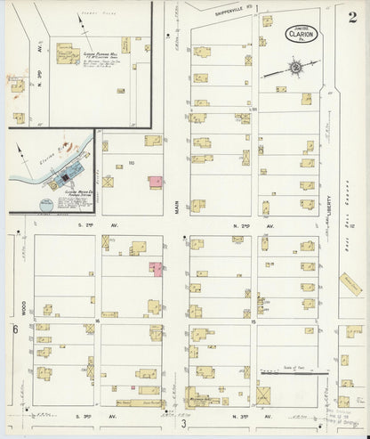 Sanborn Fire Insurance Map from Clarion, Clarion County, Pennsylvania (1912), Sheet #0002 - Complete Map Set gallery image, historic Sanborn map, vintage wall art, Pennsylvania Pennsylvania