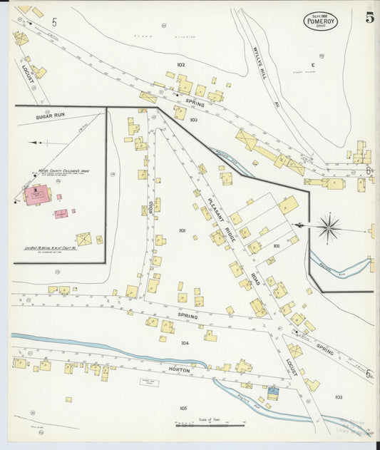 Sanborn Fire Insurance Map from Pomeroy, Meigs County, Ohio (1908), Sheet #0005 - Historic Sanborn Fire Insurance Map Print, vintage old map wall art, antique decor, genealogy gift, Ohio Ohio map
