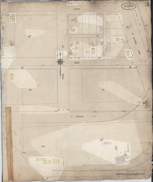 Sanborn Fire Insurance Map from Calexico, Imperial County, California (1956), Sheet #0003 - Historic Sanborn Fire Insurance Map Print, vintage old map wall art, antique decor, genealogy gift, California California map