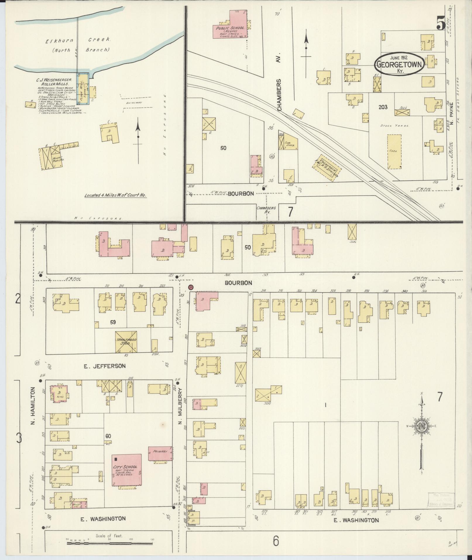 Sanborn Fire Insurance Map from Georgetown, Scott County, Kentucky (1912), Sheet #0005 - Complete Map Set gallery image, historic Sanborn map, vintage wall art, Kentucky Kentucky