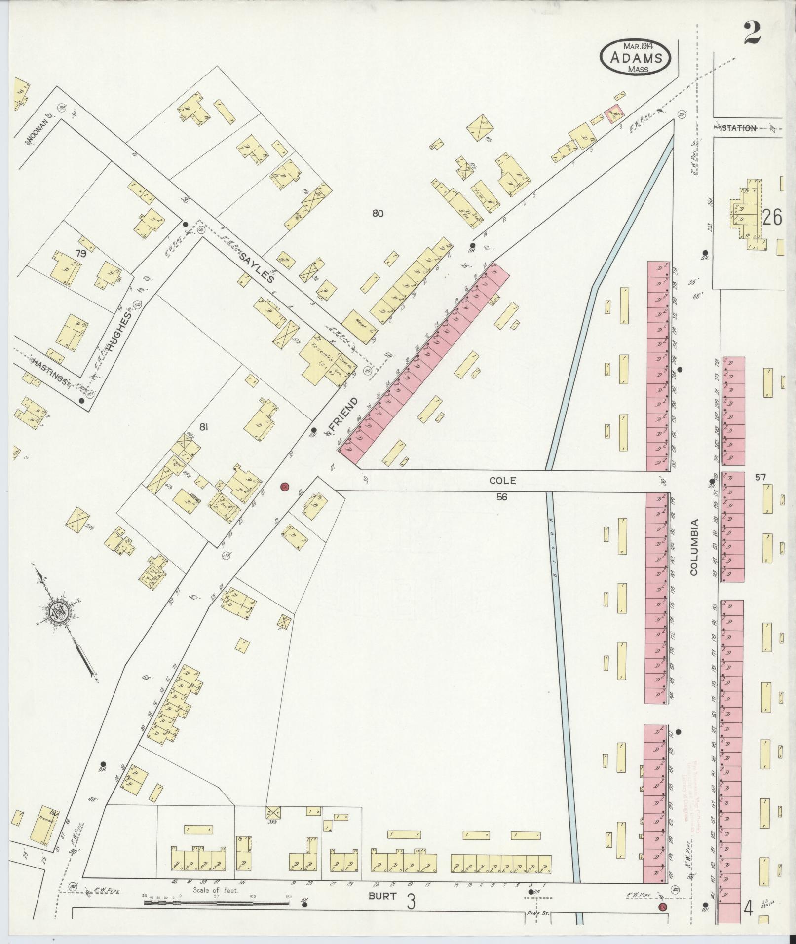 Sanborn Fire Insurance Map from Adams, Berkshire County, Massachusetts (1914), Sheet #0002 - Complete Map Set gallery image, historic Sanborn map, vintage wall art, Massachusetts Massachusetts