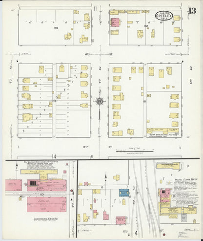 Sanborn Fire Insurance Map from Greeley, Weld County, Colorado (1918), Sheet #0013 - Complete Map Set gallery image, historic Sanborn map, vintage wall art, Colorado Colorado